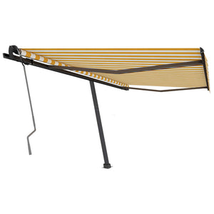 vidaXL Freestanding Manual Retractable Awning 400x350 cm Yellow/White