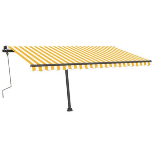 vidaXL Freestanding Manual Retractable Awning 400x350 cm Yellow/White