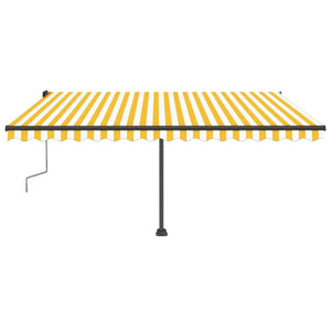 vidaXL Freestanding Manual Retractable Awning 400x350 cm Yellow/White