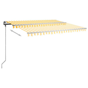 vidaXL Freestanding Manual Retractable Awning 400x350 cm Yellow/White