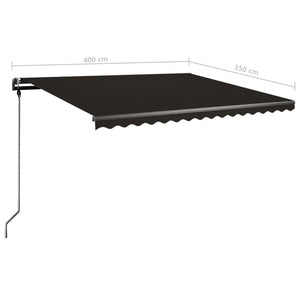 vidaXL Freestanding Manual Retractable Awning 400x350 cm Anthracite