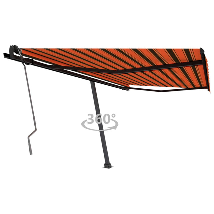 vidaXL Freestanding Manual Retractable Awning 400x350 cm Orange/Brown