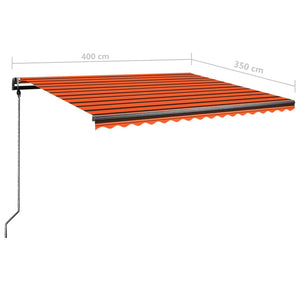 vidaXL Freestanding Manual Retractable Awning 400x350 cm Orange/Brown