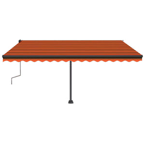 vidaXL Freestanding Manual Retractable Awning 400x350 cm Orange/Brown