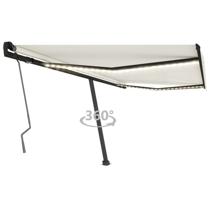 vidaXL Manual Retractable Awning with LED 400x350 cm Cream