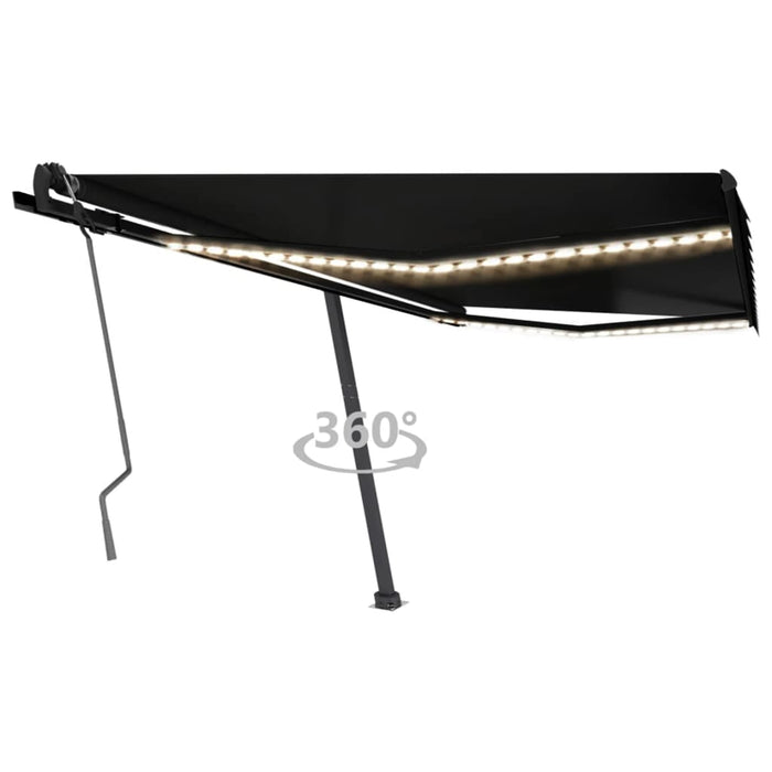 vidaXL Manual Retractable Awning with LED 400x350 cm Anthracite