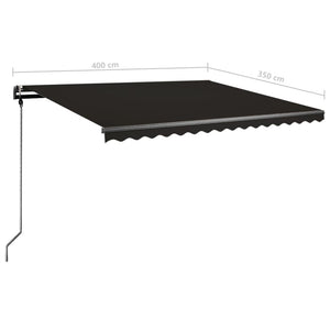 vidaXL Manual Retractable Awning with LED 400x350 cm Anthracite