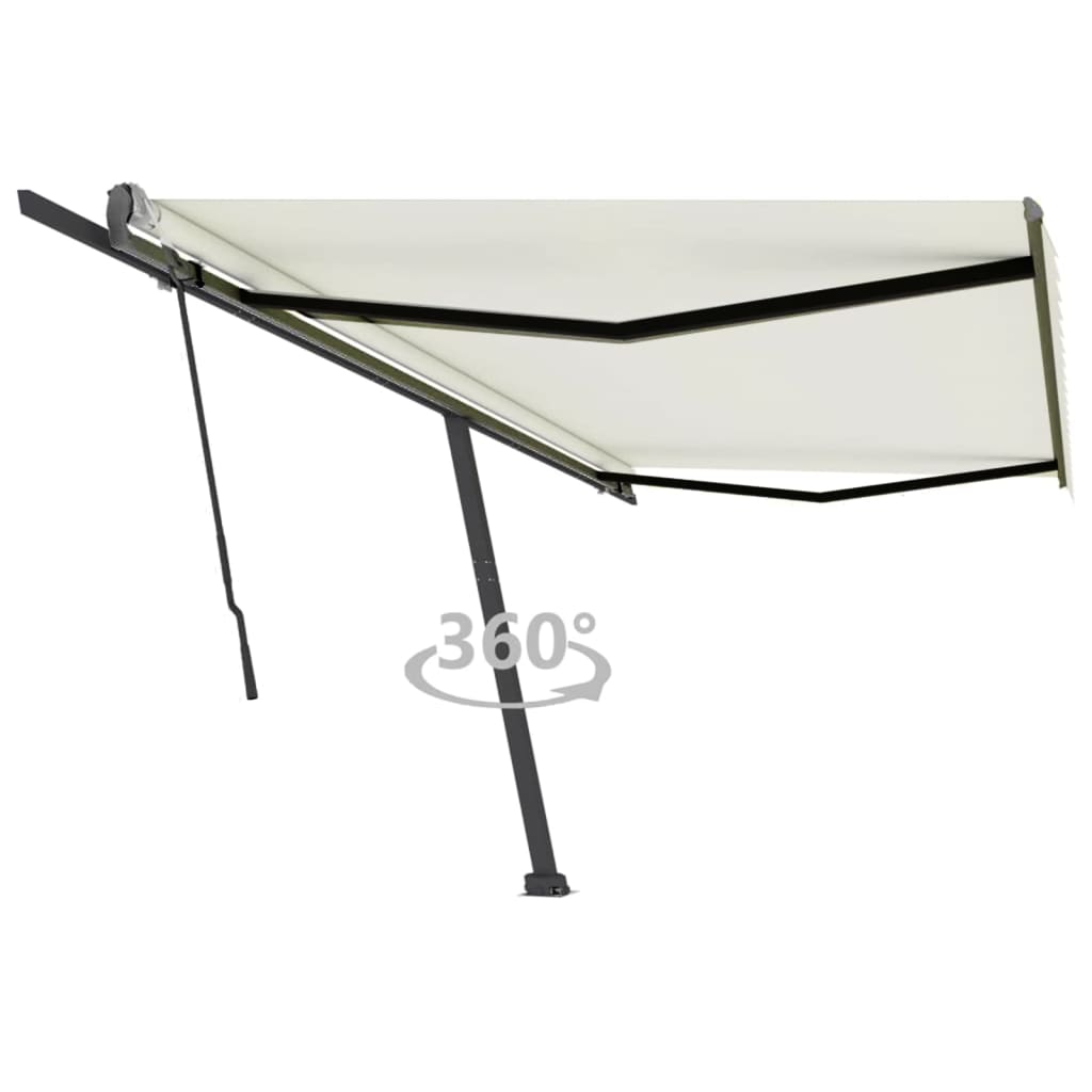 vidaXL Freestanding Manual Retractable Awning 500x350 cm Cream