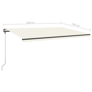 vidaXL Freestanding Manual Retractable Awning 500x350 cm Cream