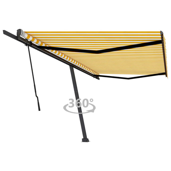 vidaXL Freestanding Manual Retractable Awning 500x350 cm Yellow/White