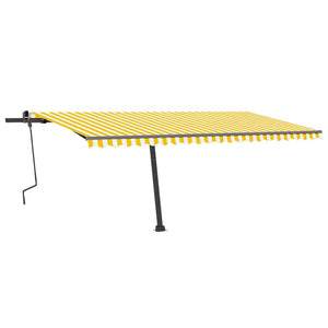 vidaXL Freestanding Manual Retractable Awning 500x350 cm Yellow/White