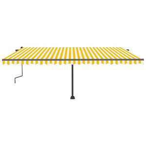 vidaXL Freestanding Manual Retractable Awning 500x350 cm Yellow/White