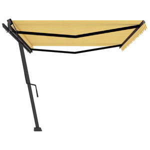 vidaXL Freestanding Manual Retractable Awning 500x350 cm Yellow/White