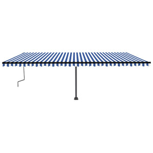 vidaXL Manual Retractable Awning with LED 600x350 cm Blue and White