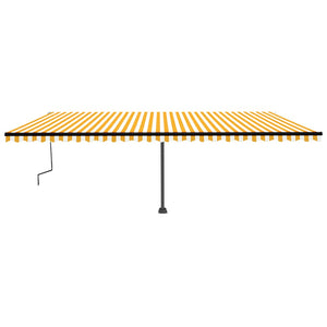 vidaXL Manual Retractable Awning with LED 600x350 cm Yellow and White