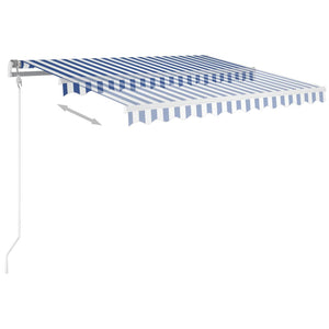 vidaXL Manual Retractable Awning with Posts 3x2.5 m Blue and White