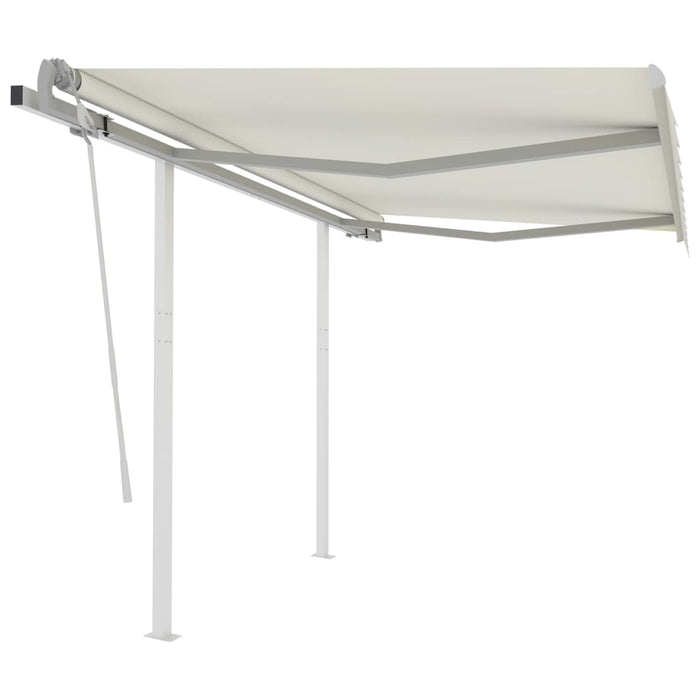 vidaXL Manual Retractable Awning with Posts 3x2.5 m Cream