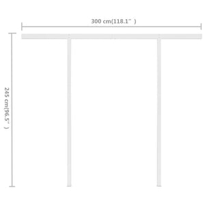 vidaXL Manual Retractable Awning with Posts 3x2.5 m Cream