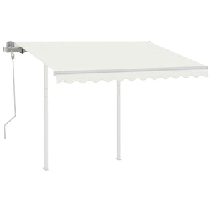 vidaXL Manual Retractable Awning with Posts 3x2.5 m Cream