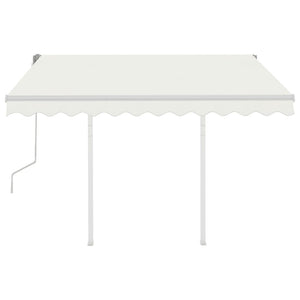 vidaXL Manual Retractable Awning with Posts 3x2.5 m Cream