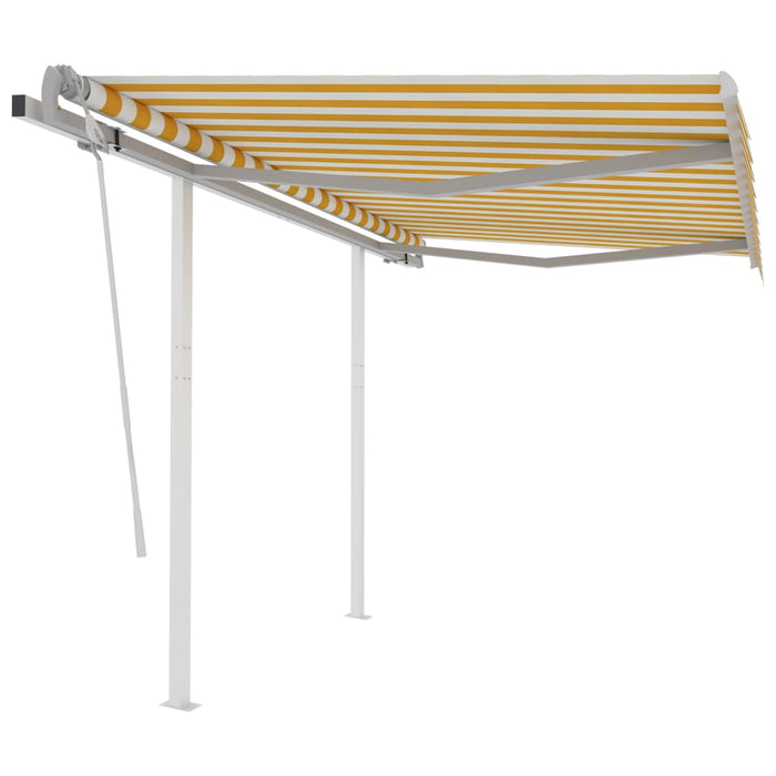 vidaXL Manual Retractable Awning with Posts 3x2.5 m Yellow and White