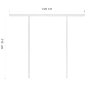 vidaXL Manual Retractable Awning with Posts 3x2.5 m Yellow and White