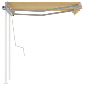 vidaXL Manual Retractable Awning with Posts 3x2.5 m Yellow and White