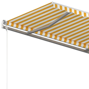 vidaXL Manual Retractable Awning with Posts 3x2.5 m Yellow and White