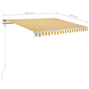 vidaXL Manual Retractable Awning with Posts 3x2.5 m Yellow and White