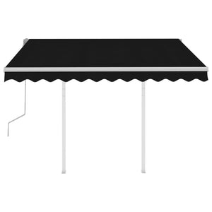 vidaXL Manual Retractable Awning with Posts 3x2.5 m Anthracite