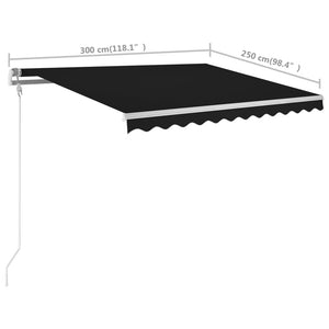 vidaXL Manual Retractable Awning with Posts 3x2.5 m Anthracite