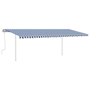 vidaXL Manual Retractable Awning with Posts 6x3 m Blue and White