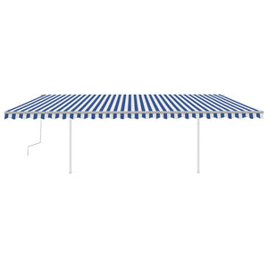 vidaXL Manual Retractable Awning with Posts 6x3 m Blue and White