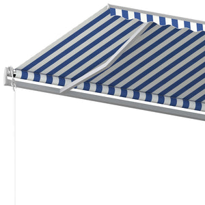 vidaXL Manual Retractable Awning with Posts 6x3 m Blue and White