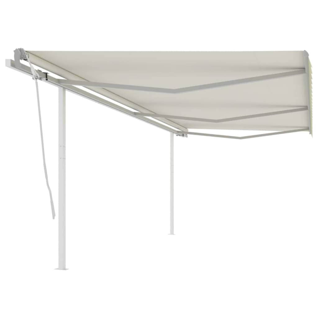 vidaXL Manual Retractable Awning with Posts 6x3 m Cream