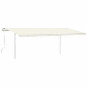 vidaXL Manual Retractable Awning with Posts 6x3 m Cream