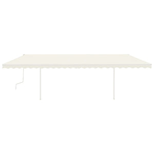 vidaXL Manual Retractable Awning with Posts 6x3 m Cream