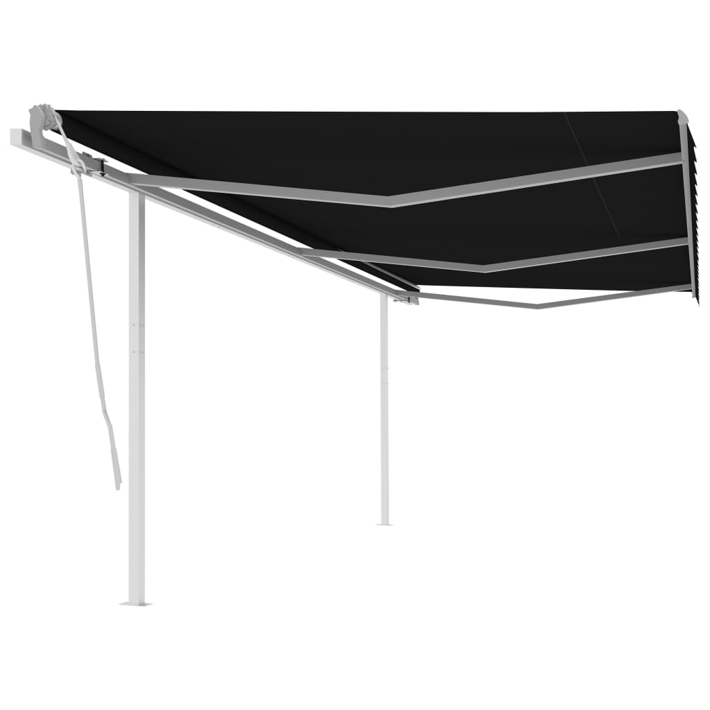 vidaXL Manual Retractable Awning with Posts 6x3 m Anthracite