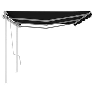 vidaXL Manual Retractable Awning with Posts 6x3 m Anthracite