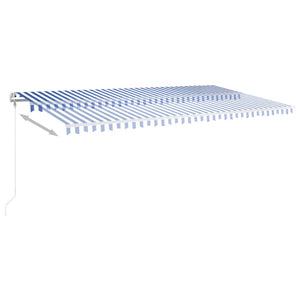 vidaXL Manual Retractable Awning with LED 6x3 m Blue and White