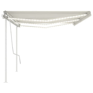 vidaXL Manual Retractable Awning with LED 6x3 m Cream