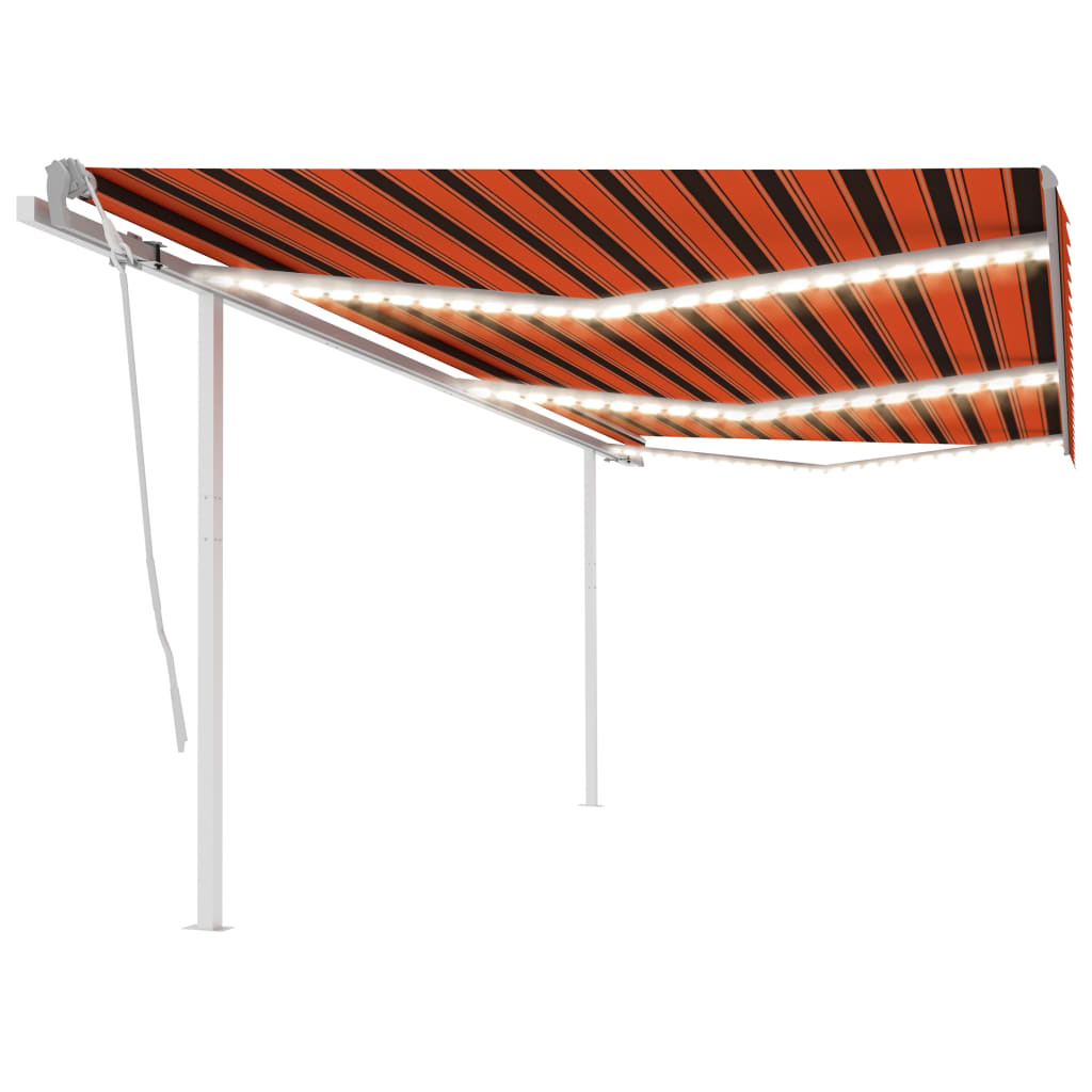 vidaXL Manual Retractable Awning with LED 6x3.5 m Orange and Brown