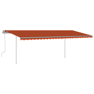 vidaXL Manual Retractable Awning with LED 6x3.5 m Orange and Brown