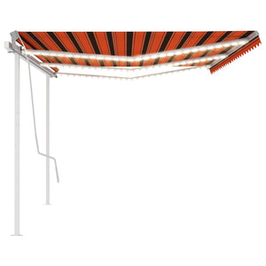 vidaXL Manual Retractable Awning with LED 6x3.5 m Orange and Brown