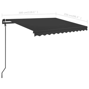 vidaXL Manual Retractable Awning with LED 3x2.5 m Anthracite