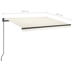 vidaXL Manual Retractable Awning with LED 3.5x2.5 m Cream