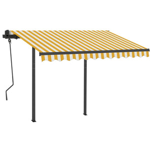 vidaXL Manual Retractable Awning with LED 3.5x2.5 m Yellow and White