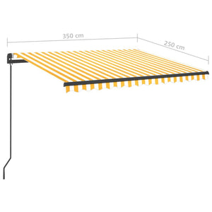 vidaXL Manual Retractable Awning with LED 3.5x2.5 m Yellow and White