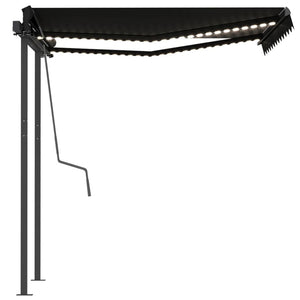 vidaXL Manual Retractable Awning with LED 3.5x2.5 m Anthracite