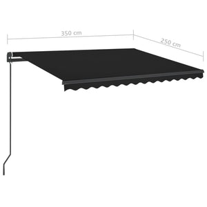 vidaXL Manual Retractable Awning with LED 3.5x2.5 m Anthracite